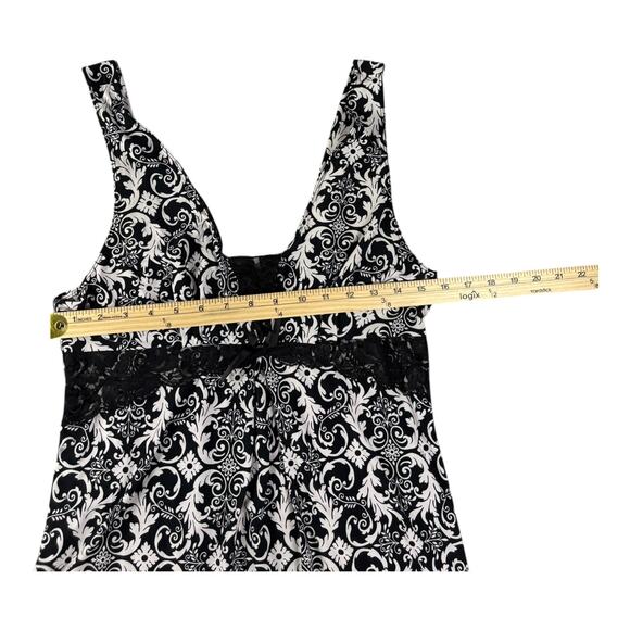 Linea Donatella Women's Medium Lace V-Neck Paisley Print Pajama Nightgown - Picture 5 of 6
